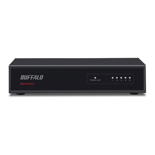 BUFFALO Giga対応 金属筐体 電源内蔵 5ポート ブラック スイッチングハブ LSW4-GT-5NS/BK