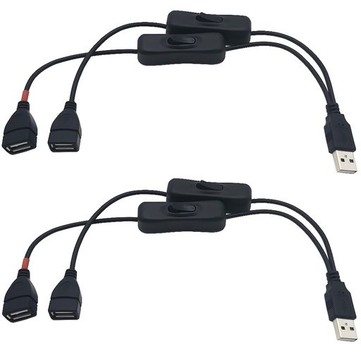 USBスイッチCESFONJER2個30cmUSB延長ケーブル2分岐二股コードオン/オフスイッチ付き小さなデスクランプ/ファンのためにフィットし、LEDライトを