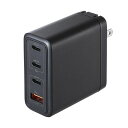 サンワサプライUSBPD対応AC充電器(PD100W・Cx3+Ax1)ACA-PD104BK