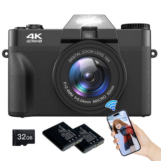 Moledro スマホに送れる デジタルカメラ 4K デジカメ WIFI転送機能 4800万画素 180...