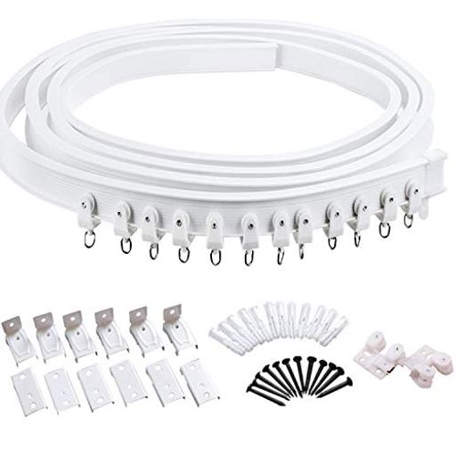 曲がるカーテンレール切断用金鋸付きマグネットランナー付き出窓間仕切り取り付けかんたんシングルRING..