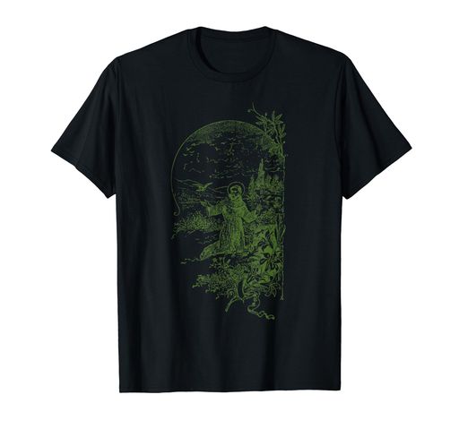 アッシジの聖フランチェスコヴィンテージ聖人カトリック生態動物 Tシャツ