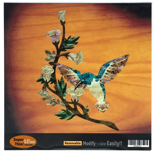 ギタリスト&amp;ベーシスト達のステッカー。貼り方説明書付 簡単に楽器をカスタマイズ 本物の貝・インレイのようなステッカー。 綺麗な細工を表現したハミングバードです。 材質:PET(ラミネート加工)強粘着・再剥離仕上げ