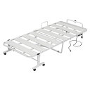 LunarLight折りたたみベッドシングルベッドフレームすのこライト付きコンセントキャスター付き手すり通気性布団干し耐荷重約300kgベッド下30.5cm手すり・コンセント4っカ所設置可能(ホワイ…