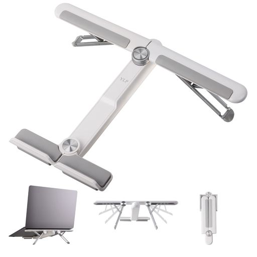 ノートパソコンスタンド折りたたみ軽量パソコンスタンド4段高さ調節滑り止め収納可能ノートpcスタンド持ち運びABSアルミ合金シリコンパソコンスタンド放熱性安定ラップトップスタンド…