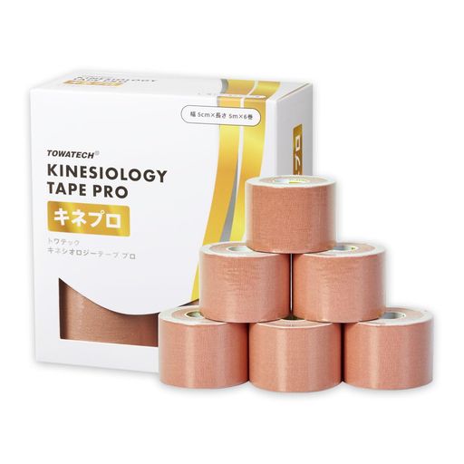 キネプロ(キネシオロジーテープPRO) 50mmx5m 6巻テーピング テープ 筋肉関節サポート 固定力 撥水加工 伸縮率 かぶれにくい 剥がれにくい マラソン バスケ サッカー テニス 陸上 フィット感 …