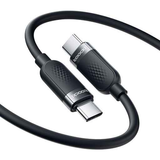 toocki USB C ケーブル 1M 60W 柔らかいシリコン素材 絡まない PD/QC 急速充電 タイプC-タイプC(ブラック)