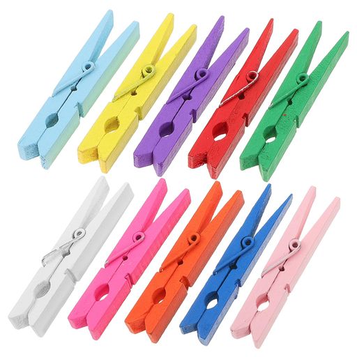 Cabilock50個スナッップウッドキャンディーカラークリップペンダント竹木製