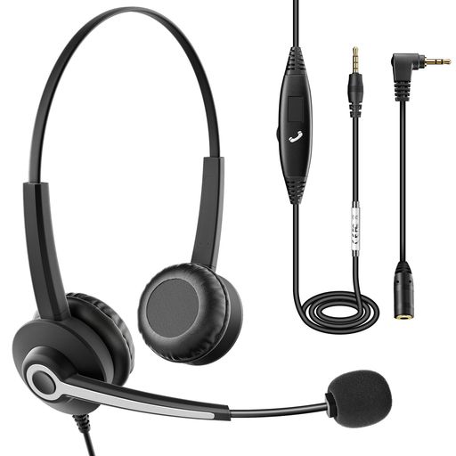 Wantek ヘッドセットPC用 3.5mm 両耳 ノイズキャンセリングマイク付き iPhone、iPad、パソコン、Skype、Web会議、コールセンター、リモートワーク、在宅勤務に適用される プロ ビジネス 通信事業…