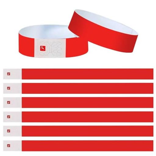 【合成紙リストバンド商品サイズ・仕様について】約1.9CMX25CM豊富なカラー:オレンジ、パープル、ピンク、ブラック、ブルー、ホワイト、緑、赤、黄、グレー枚数選択可:100枚・200枚・500枚・1000枚 【耐久性抜群の高品質】破れにくく耐水性にも優れた丈夫な合成紙素材を採用しているため、雨風に強くて印刷がはげないうえに、濡れても破れにくい丈夫なリストバンドです。スポーツイベントの雨天時や海や川、プールなどでも使用可能です。雨や汗に濡れても切れたりしません。 【目立つ色】視認性、デザイン性ともにバランスの良い力強いリストバンドです。さまざまなイベントで使いやすく、手首に装着すると意外に目立つ。 【装着方法もシンプルでカンタン】リストバンドの端に粘着テープが付いていますので、ワンタッチで装着可能です。見た目は紙のようですが引っ張っても簡単には外れない抜群の強度と耐久性能を保持しています。一度外すと再装着不可能ですので不正入場などの防止にも役立ちます。 【使い捨てリストバンドのご利用シーン】再入場の際の管理にとても便利な商品です。