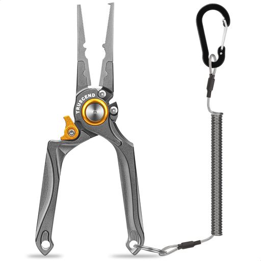 Fly Fishing Accessories - TRUSCEND(トラセンド)【航空アルミ製・ロック付き】安全ロープ付きフィッシングプライヤー釣りペンチPTFEコーティングされ防錆耐食性耐摩耗性多機能ソルトウォーターフック外し針外しラ…