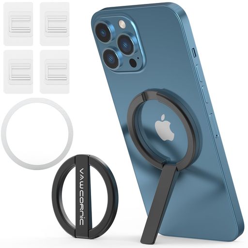 VAWcornicスマホリング:マグネット式携帯電話ホルダーリングマグセーフバンカーリング角度調整可能磁石ケイタイスマフォスタンド機能丸..