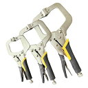3個入ロッキングプライヤーバイスプライヤーC型クランプ鋼製ニッケルメッキ強力c型クランプ調節可能木工溶接固定