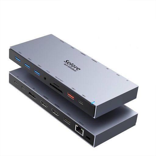 SeloreUSBCドッキングステーションtypecHDMI2つDock【15in1】DPDP1.44K2画面3画面モードデュアルトリプルディスプレイ100W急速充電有線LANRJ45/3.5mm