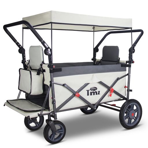 TMZキャリーカートアウトドアワゴン、折りたたみ式、シートとシートベルト付き多機能カート、荷室拡張..