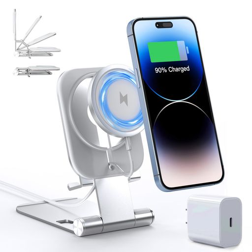 ワイヤレス充電器Magsafe対応iPhone16/15/14/13/12ProMaxMiniシリーズ対応【ワイヤレス充電スタンド+20WUSB-Cアダプター付属】マグネット式USB-Cケーブル付き折り畳み式角度調節スマホ充電器 ワイヤレス充電器Magsafe対応iPhone16/15/14/13/12ProMaxMiniシリーズ対応【ワイヤレス充電スタンド+20WUSB-Cアダプター付属】マグネット式USB-Cケーブル付き折り畳み式角度調節スマホ充電器