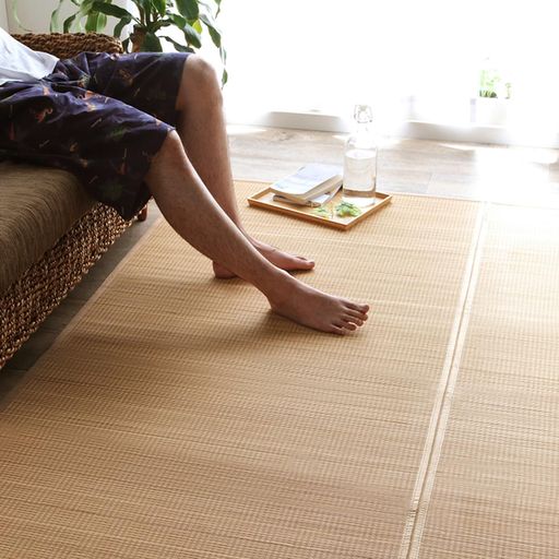 イケヒコカーペット・ラグ竹カーペット肌触りが良い長方形単品ヨークグレー約174x174cm中国製竹使用の..