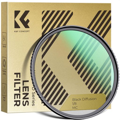 K&FCONCEPT49mmブラックミスト1/8フィルターソフト効果1/8コントラスト調整用ソフト描写用フィルターブ..