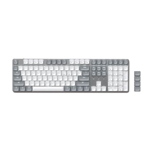 Satechi SM3 メカニカルキーボード、ホワイトLEDバックライト&テンキー搭載 108キー フルサイズ、MacおよびWindows用 有線&Bluetoothキーボード - ライトグレイ/ホワイト (US-QWERTY配列)