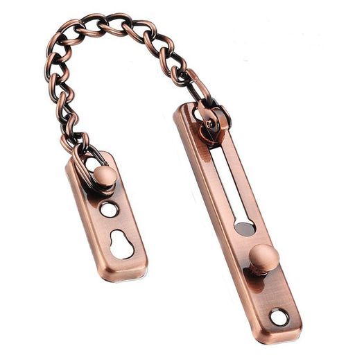 ドアチェーンロックステンレス製盗難防止縦横両用簡単取り付けネジ付き玄関室内ドア用高耐久(ブロンズ)