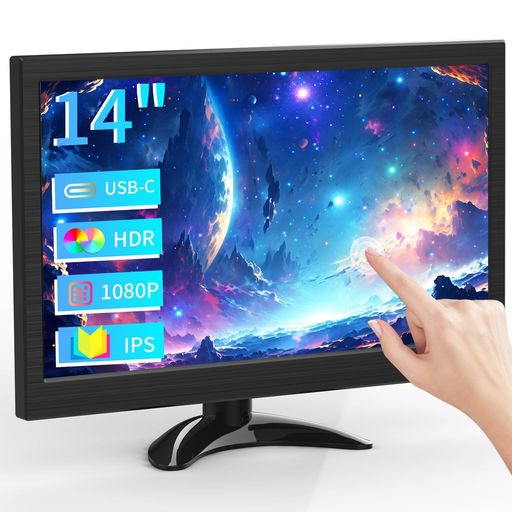 PCタッチスクリーンモニター14インチポータブルタッチスクリーンHDR1920x1080100%sRGBHDMI/USB-CIPSディスプレイPC/ラップトップ/PS4-5/Switch用、14インチセキュリティ
