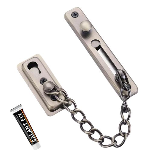 ドアチェーン補助錠玄関防犯ロックステンレス押しボタン式ドアガード室内部屋扉後付けセキュリティロックガード防犯グッズ左右縦横使用可ネジ付き盗難防止取り付け簡単(青銅色)