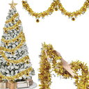 JLPESEAESクリスマスキラキラガーランドメッキモール長さ2mx幅9cm2枚入部屋飾り新年キラキラモールクリスマスツリーガーデン装飾籐藤蔓christmas...