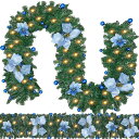 クリスマス飾りガーランドクリスマスモール2.7mLEDライト付きクリスマスボールクリスマスツリー飾りデコレーションキャンディーオーナメントガーランドクリスマス用品喫茶店飲食店柵…(3)