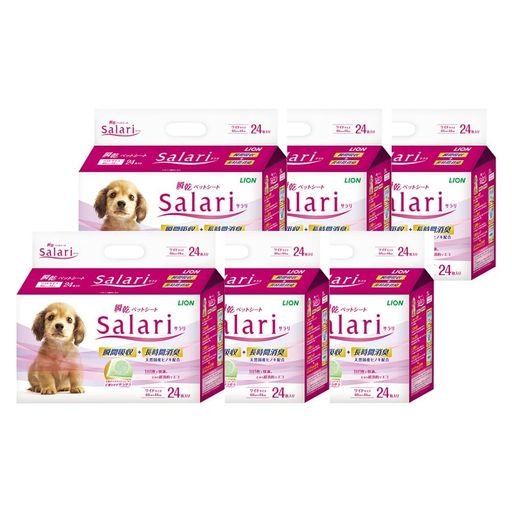 其它 - ライオンサラリSalari瞬乾ペットシートワイド24枚入x6個ケース販売グリーンLIONPET