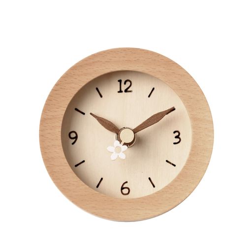 木材とガラスでデザインした無音ムーブメント搭載の壁掛け時計