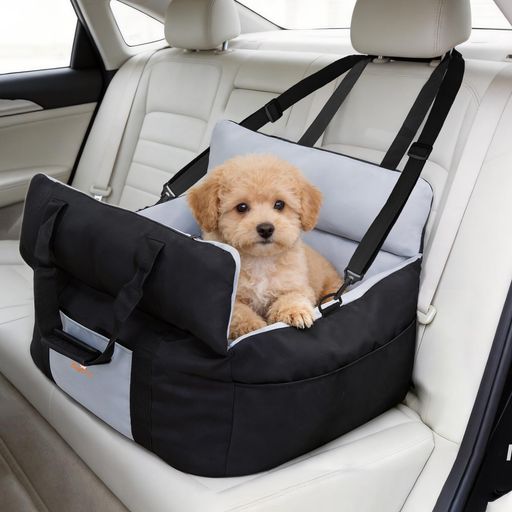 車載 【3wayの犬用ドライブボックス】持ち手付きタイプなので、犬用キャリーバッグ・ドライブボックス・室内ベッドとの3種類の使い方を実現できます。1個3役で、通院や旅行はもちろん、自宅でペットベッドとしても使用できます 【助手席と後部座席にも設置可能】このペットドライブシートの前後にも固定用ベルトが付いているため、助手席と後部座席の両方に設置可能で、車の種類や使用状況に応じて調整できます 【安全面に十分配慮された製品】2本の長さ調整可能な固定用ベルトと底の滑り止めで、ドライブベッドを座席にしっかりと取り付けられます。飛び出し防止リードも付いていて、愛犬の動きによる想定外の事故やケガなど有効防止できます 【設置簡単】設置工事が固定用ベルトをヘッドレストに掛けるだけで、急いでいるときもスピーディに設置できます 【お手入れが簡単】製品本体も、取り外し可能なクッションのカバーも洗濯できるので、いつでも清潔に保てます。