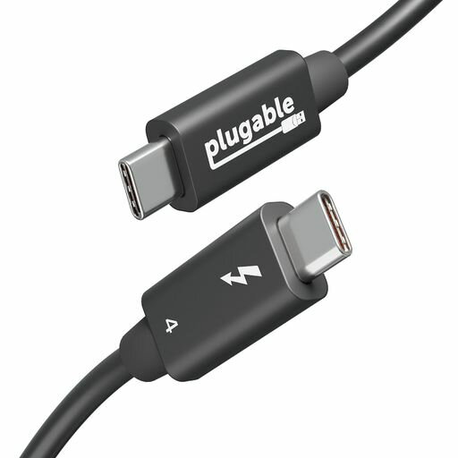 PlugableThunderbolt4ケーブル40Gpbs240W充電対応1m Thunderbolt認証 8Kモニタx1 4Kモニターx2 USB4Thunderbolt3USB-C互換