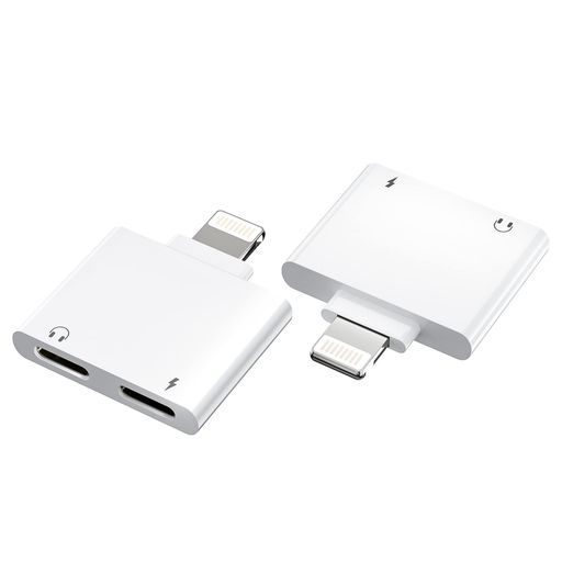 iPhoneイヤホンジャック同時きゅうそく充電スプリッター2in1アイフォンライトニングイヤフォン変換プラグ急速充電器繋ぐ二股ケーブルアダプター(2パック)いや...
