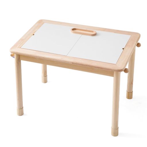 let’smakeキッズテーブル木製収納ボックス付き4WAY高さ調整可能お絵かきホワイトボード付き黒板付き人気子供幼児こどもキッズデスクプレイテーブル勉強机2歳3歳【幅74.5*奥行53*高さ51cm】