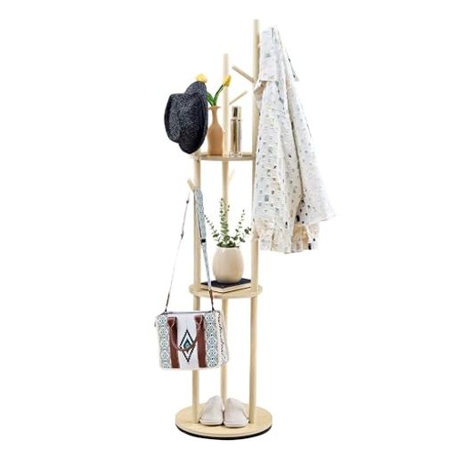 VECELOポールハンガーコートハンガーコートラック回転式ベースハンガーラック幅40x奥行き40x高さ163cmコート掛け洋服掛けスリム衣類収納省スペース多機能...