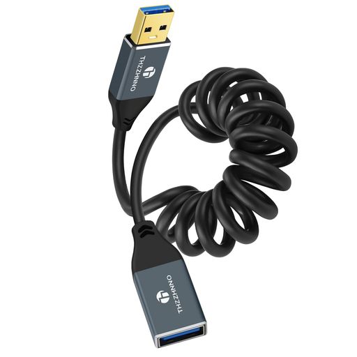 THZZHNNOコイル状USB延長ケーブルコイル状USBタイプAオス-メス延長ケーブルスパイラルUSB3.0延長コードキーボード、マウス、プレイステーション、XBOX、フラッシュドライブ、プリンター、カ…