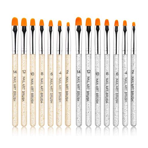 【7サイズ】毛先の大きさがそれぞれ違うブラシは7本揃っています。広くぬりたい時や細かい柄を描きたい時、仕上がりたい効果に合わせてブラシを選べます。 【塗りやすい】毛先は丸くなっているので爪の根元に合わせやすいです。ネイルスペシャリストはもちろん、初心者でも簡単に綺麗にネイルを塗れます。 【可愛い設計】ハンドル部分は透明感があって、ラメも入っています。キラキラで可愛くて写真映えがいいです。ネイル授業の練習ももっと楽しくできます! 【優れた素材】ハンドルは軽いアクリル素材を採用されており、複雑なアートをする時に指に負担をかけません。クリエイトに専念することができます。動物毛よりケアの手間がかからないブラシ素材で、洗うには簡単です。 【パッケージ内容】黄色棒ブラシx7本、透明色棒ブラシx7本。計14本セット。幅広い適用できて、日常生活のネールケアに十分です。