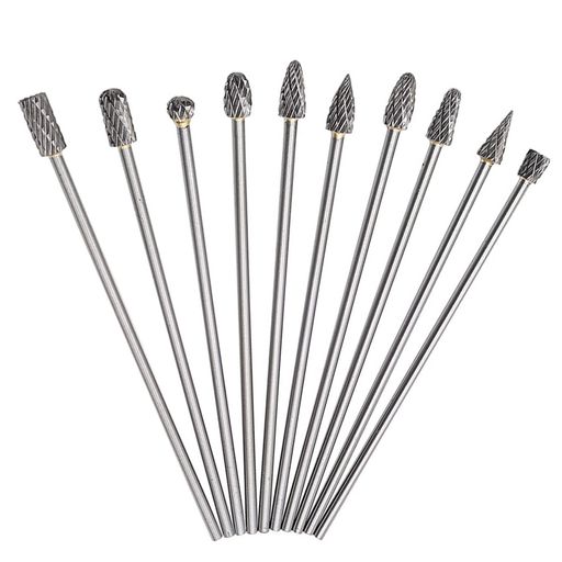 YFFSFDC超硬バーリュータービット10種類10本セットタングステン製リュータービット超硬ドリルビット3mm..