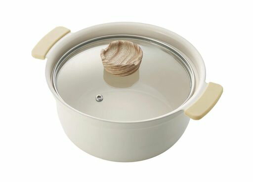 カクセーIH対応セラミックコーティング深型両手鍋18cmGrindaywithグリンデイ・ウィズNB-48