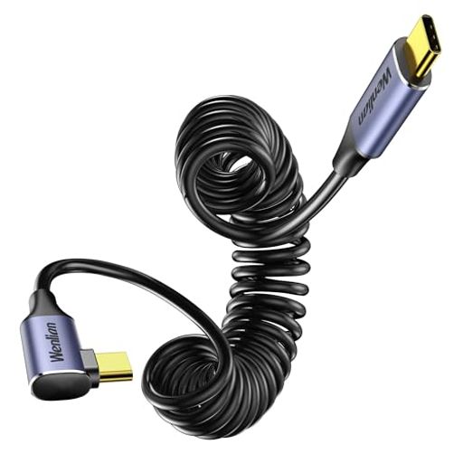 USBCケーブルコイル型巻き取り式伸縮自在PD100W急速充電480Mbps高速データ転送Type-CtoType-C(CtoC)まきとり充電ケーブルiPhone17/16/GalaxyS24/iPad