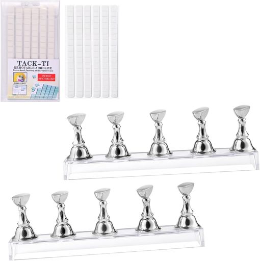 Lyyxjsltdネイルアートスタンド磁性粘着剤ラバーマニキュア粘土シルバー10個セットネイルチップスタンドマニキュア練習磁力吸着