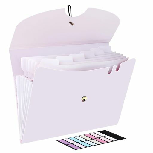 DoocliBドキュメントファイルa47ポケット持ち運び拡張ヨコ型区分けラベル付き大容量ジャバ書類ケース分..