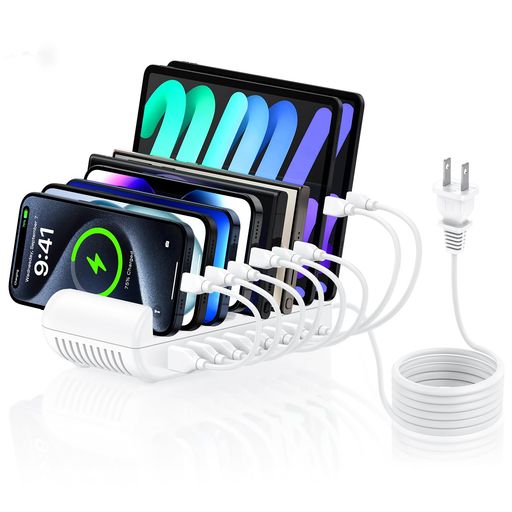 65WUSB充電ステーション8ポート【TYPE-C*4USB-A*4】スマホ充電スタンド「PD30W+QC3.0急速充電」CHRISPOWスマホ複数台同時充電収納スタンドUSBコンセント卓上充電スタンドタイプC急速充電器