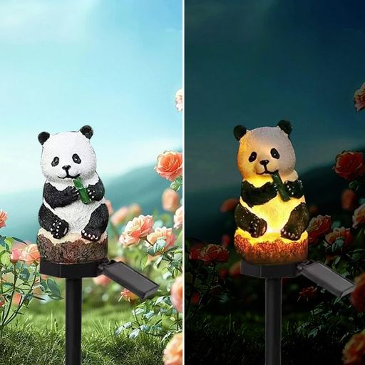YZYOE ソーラーパンダランプ、ガーデン装飾樹脂かわいい動物のランプ、無線黄昏か...