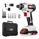 Prostormerインパクトドライバー20V充電式ブラシレスモーターコードレス150N.m2000mAhLEDライト無段変速正逆転切替DIY家具組立て工具セット穴あけ締付工具ドライバービット5本&ソケット5本取扱…