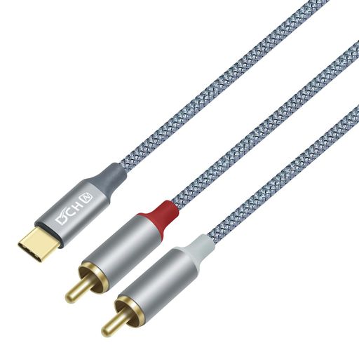 DCHAVUSBCto2RCA変換オーディオケーブル1.2mY型分岐赤/白DACチップ搭載USBType-Cオーディオケーブルナイロン編みスマホタブレットノートパソコンなどUSBタイプC機種対応