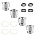 KALOLINNAシャワーヘッドアダプターアダプターセット4個セットシャワーヘッド接続用アダプター各社ホース用アダプター水漏れを防取付簡単シャワーホース用シャワーヘッド用シルバー(KMGT)