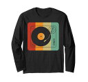 ヴィンテージレトロビニールレコードプレーヤー長袖Tシャツ