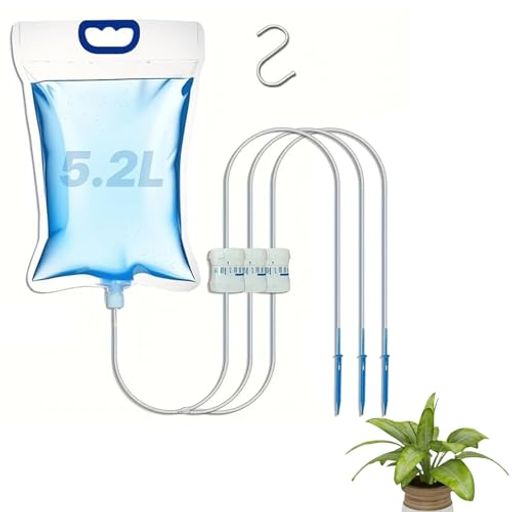 DONGFANGB自動水やり機5.2L大容量水やり自動給水器水量調節可能3つの水出口点滴潅漑留守出張旅行園芸植木鉢観葉植物ガーデニング鉢植え盆栽野菜に適用(S字フック付き1個入り)