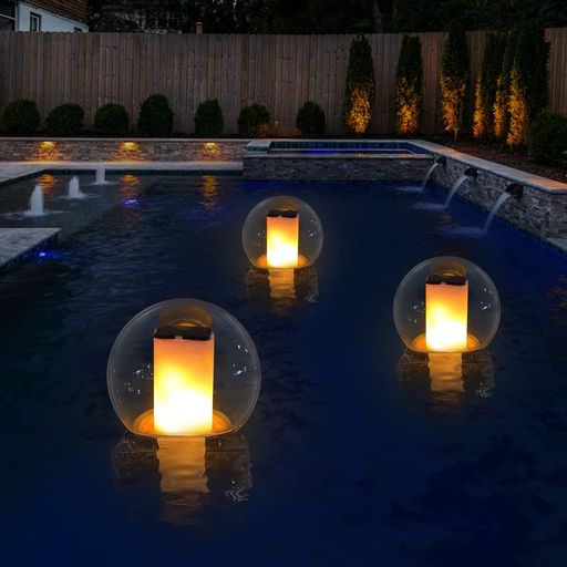 Underwater Light - VISOFOソーラーフローティングプールライトスイミングプール用|屋外防水装飾ソーラーパワー炎LEDランプ埋め込み式池のちらつき装飾パーティーイベント夜間地上IP68(1個)
